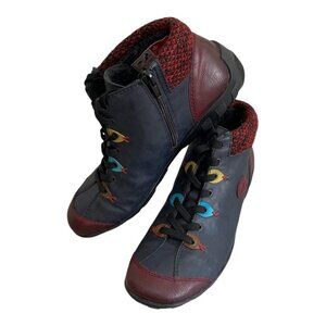 Rieker Women's Knit Cuff Lace/Zip Up Bootie Sz 10​​​
